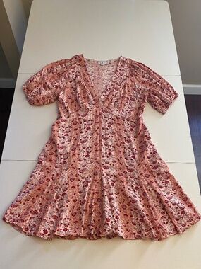Rhode x Target Whimsical Floral Mini Dress Plus Size 20 Pink Red Puff Sleeve